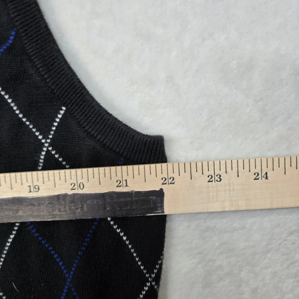 Polo Golf Ralph Lauren Argyle Sweater Vest Mens XL Black‎ Pima Cotton